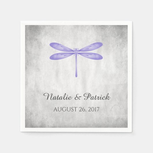 Paarse Dragonfly Weddenpapier servetten (Voorkant)