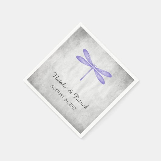 Paarse Dragonfly Weddenpapier servetten (Hoek)