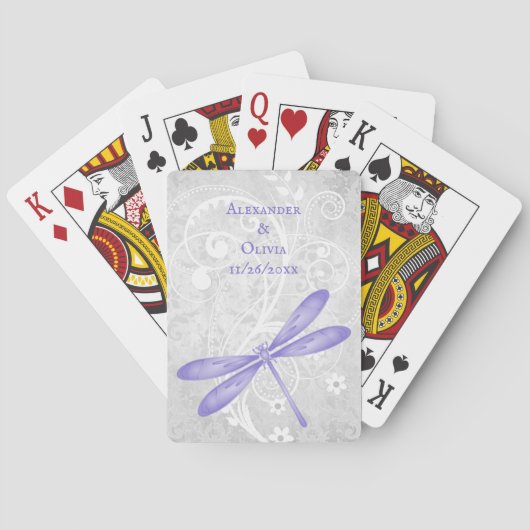 Paarse dragonfly Wedding Favor Card Deck Pokerkaarten (Achterkant)
