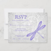 Paarse Dragonfly Wedding RSVP Kaart (Voorkant)