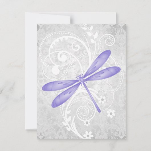 Paarse Dragonfly Wedding RSVP Kaart (Achterkant)