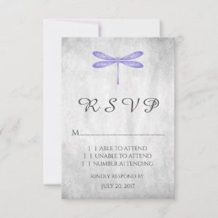 Paarse Dragonfly Wedding RSVP Kaart