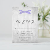 Paarse Dragonfly Wedding RSVP Kaart (Staand voorkant)