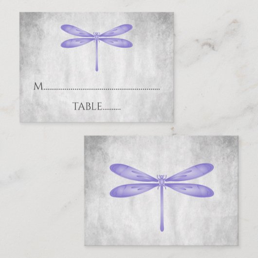 Paarse Dragonfly Weduwkaarten Plaatskaartje (Voorkant / Achterkant)