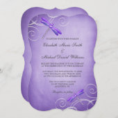 Paarse Dragonfly wervelt bruiloft Kaart (Voorkant / Achterkant)