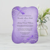 Paarse Dragonfly wervelt bruiloft Kaart (Staand voorkant)