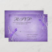 Paarse Dragonfly-zwemkaart RSVP Kaartje (Voorkant / Achterkant)