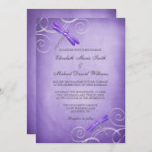 Paarse dragonfly zwemt weddenschappen uit kaart (Voorkant / Achterkant)