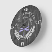 Paarse dragonvlieg bijtende acrylwandklok ronde klok (Hoek)