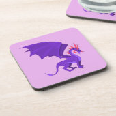 Paarse drakencartoon bier onderzetter (Linkerzijde)