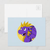 Paarse drakencartoon briefkaart (Voorkant / Achterkant)
