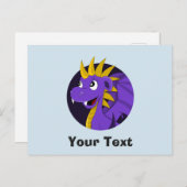 Paarse drakencartoon briefkaart (Voorkant / Achterkant)