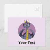 Paarse drakencartoon briefkaart (Voorkant / Achterkant)
