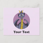 Paarse drakencartoon briefkaart (Voorkant)