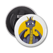 Paarse drakencartoon button flesopener (Voorkant)