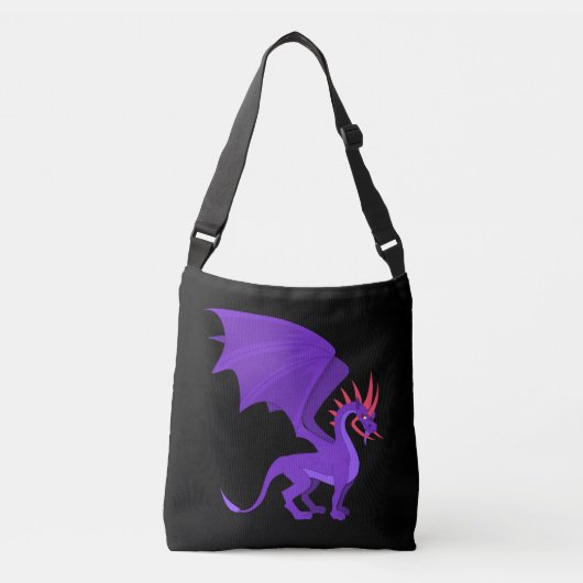 Paarse drakencartoon crossbody tas (Voorkant)