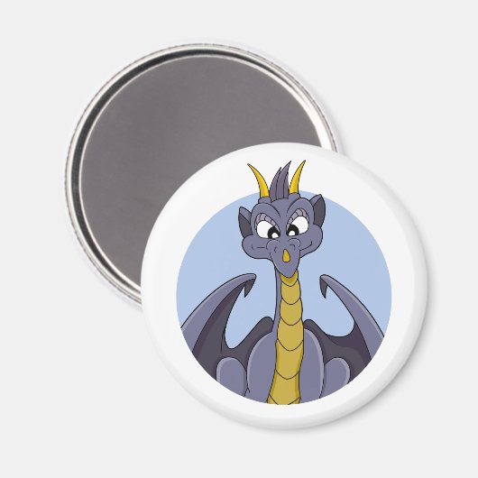 Paarse drakencartoon magneet (Voorkant / Achterkant)