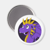 Paarse drakencartoon magneet (Voorkant / Achterkant)