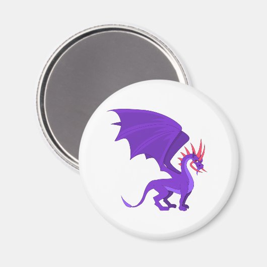 Paarse drakencartoon magneet (Voorkant / Achterkant)