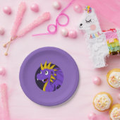Paarse drakencartoon papieren bordje (Feest)
