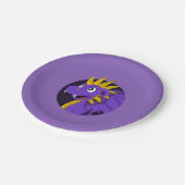 Paarse drakencartoon papieren bordje (Gekanteld)