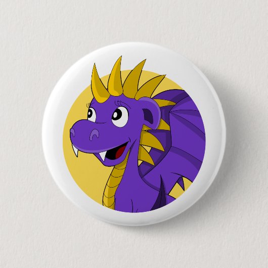 Paarse drakencartoon ronde button 5,7 cm (Voorkant)