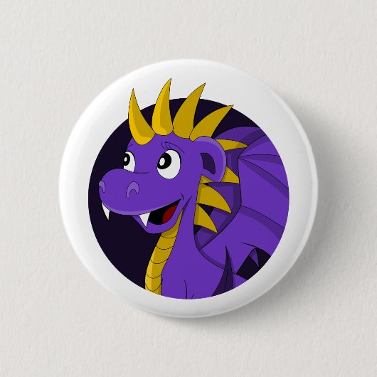Paarse drakencartoon ronde button 5,7 cm (Voorkant)