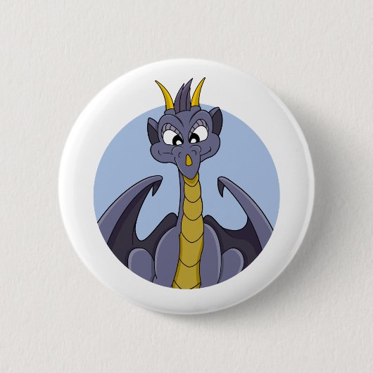 Paarse drakencartoon ronde button 5,7 cm (Voorkant)