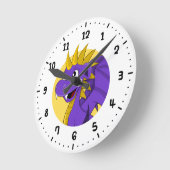 Paarse drakencartoon  ronde klok (Hoek)