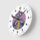 Paarse drakencartoon  ronde klok (Hoek)