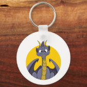 Paarse drakencartoon sleutelhanger (Achterkant)