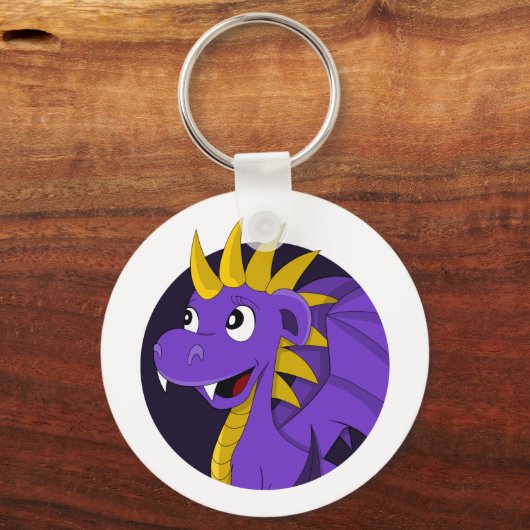 Paarse drakencartoon sleutelhanger (Achterkant)