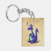 Paarse drakenCartoon Sleutelhanger (Voorkant Links)