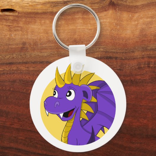 Paarse drakencartoon sleutelhanger (Voorkant)