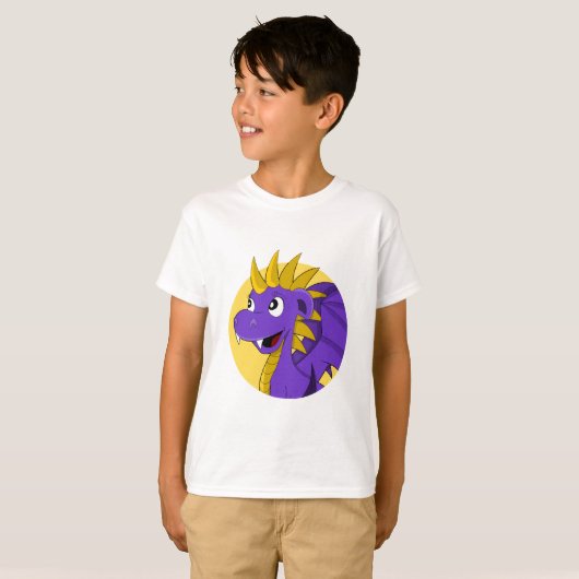Paarse drakencartoon T-Shirt (Voorkant volledig)