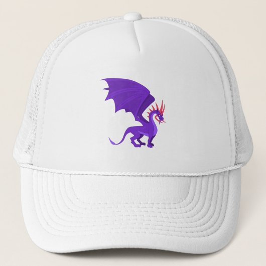 Paarse drakencartoon trucker pet (Voorkant)