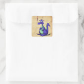 Paarse drakenCartoon Vierkante Sticker (Tas)