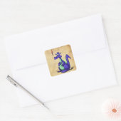 Paarse drakenCartoon Vierkante Sticker (Envelop)