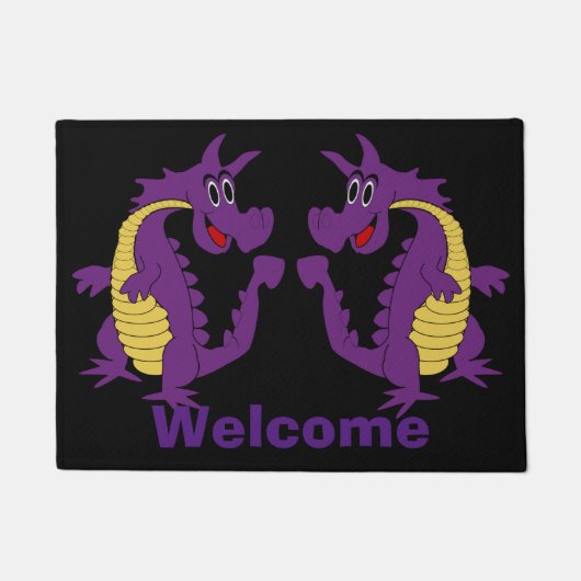 Paarse drakenontwerp deurmat (Voorkant)