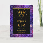 Paarse drakenschalen Gold Faux Glitter Birthday Bedankkaart (Voorkant)
