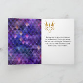 Paarse drakenschalen Gold Faux Glitter Birthday Bedankkaart (Binnen)