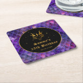 Paarse drakenschalen Gold Faux Glitter Birthday Kartonnen Onderzetters (Schuin)