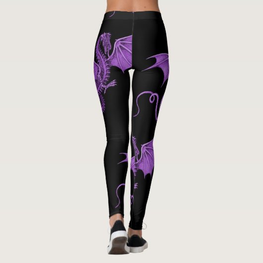Paarse  drakenzwarte Leggings (Achterkant)