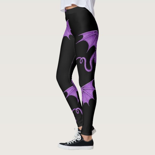 Paarse drakenzwarte Leggings (Links)