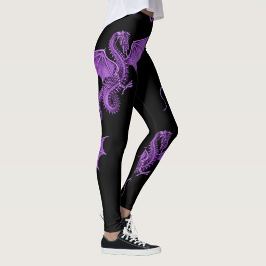 Paarse  drakenzwarte Leggings (Rechts)