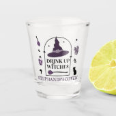Paarse Drank Op Heksen Halloween Shot Glas (Voorkant)