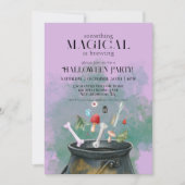 Paarse drankjes en spreuken heksen ketel Halloween Kaart (Voorkant)