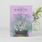 Paarse drankjes en spreuken heksen ketel Halloween Kaart (Staand voorkant)