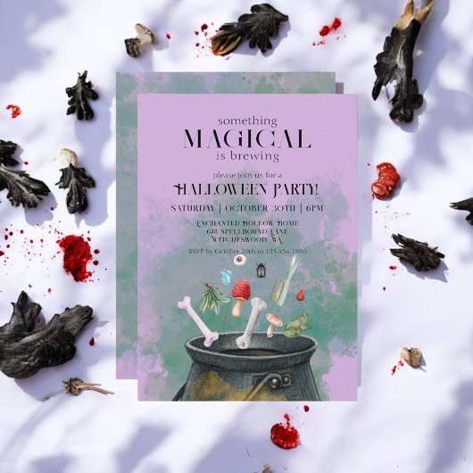 Paarse drankjes en spreuken heksen ketel Halloween Kaart