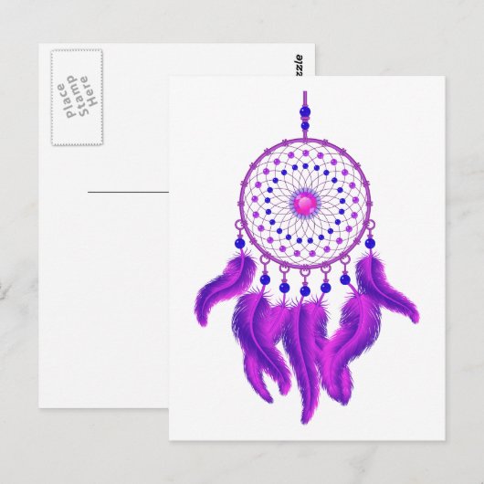 Paarse Dream Catcher Briefkaart (Voorkant / Achterkant)